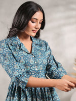Thumbnail for Anubhutee Floral Printed Pleated A-Line Pure Cotton Kurti With Trousers - Distacart