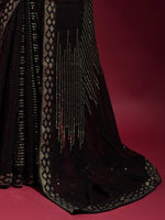 Thumbnail for Anouk Black & Gold-Toned Embellished Sequinned Pure Georgette Saree - Distacart