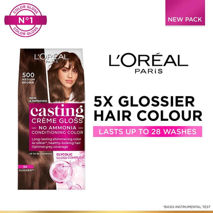 L'Oreal Paris Casting Creme Gloss Conditioning Hair Color - Medium Brown 500 - Distacart