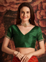Thumbnail for Anouk Red & White Printed & Embroidered Pure Georgette Bandhani Saree - Distacart
