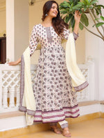 Thumbnail for Anouk Floral Printed Round Neck Anarkali Kurta With Trousers & Dupatta