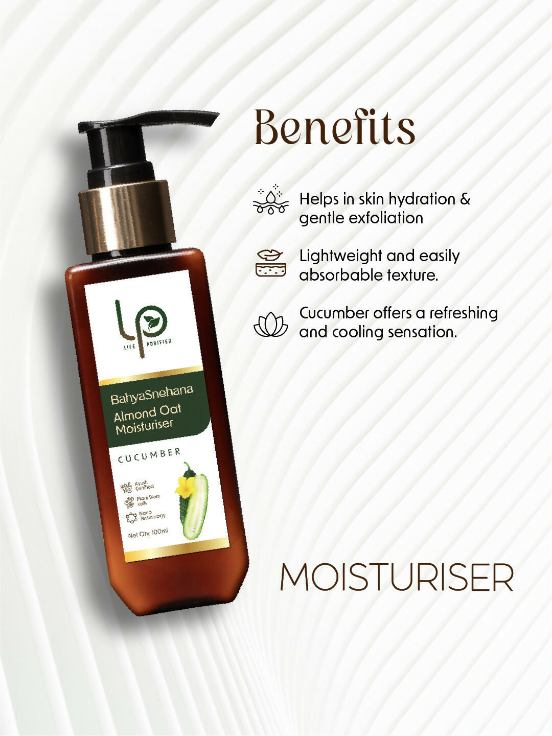 Life Purified Bahyasnehana Almond Oat Moisturiser - Body Lotion - Cucumber
