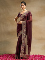 Thumbnail for kasee Solid Embroidered Saree - Distacart