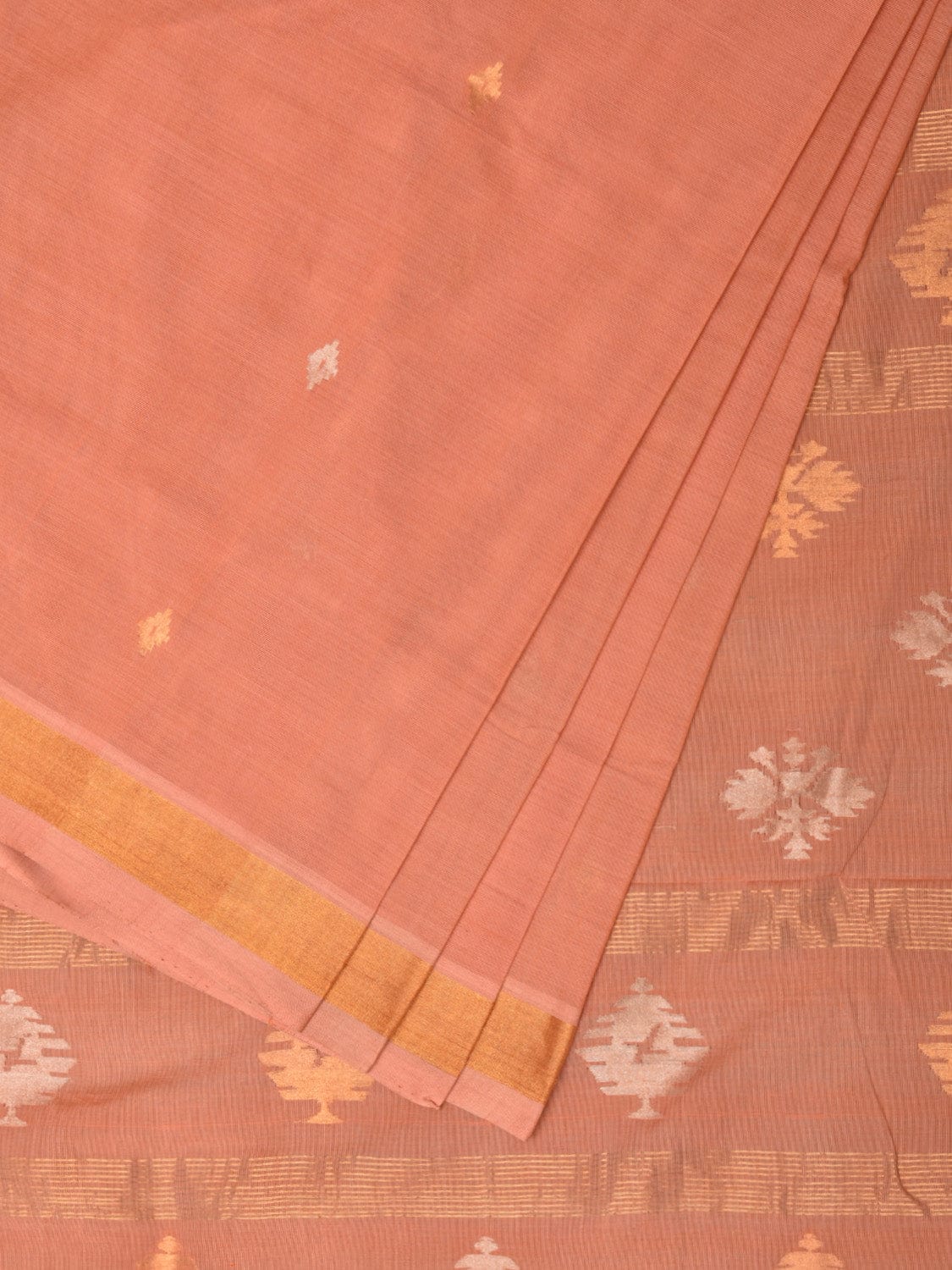 Fawn Uppada Cotton Handloom Saree with Assorted Pallu Design - Global Threads - Distacart