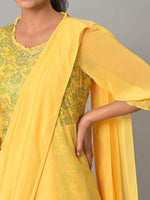 Thumbnail for AURELIA Yellow Floral Ethnic Maxi Maxi Dress