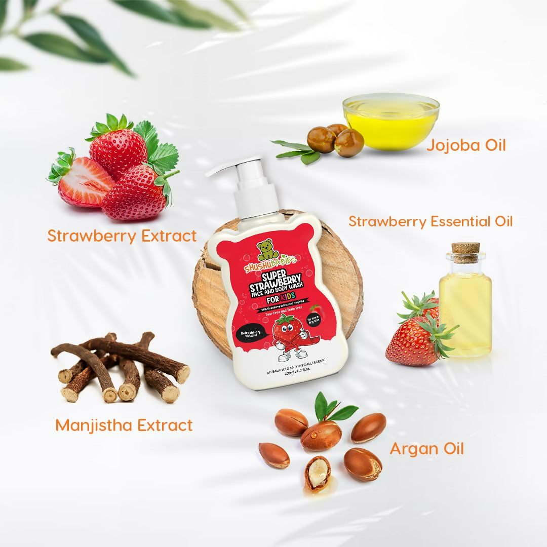 ShuShu Babies Super Strawberry Face and Body Wash (under 4-12 Years) - Distacart