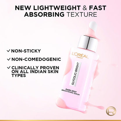 L'Oreal Paris Glycolic Bright 8% [Melasyl + Niacinamide] Face Serum For Brightening Dark Spots - Distacart