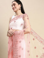 Thumbnail for kasee Floral Embroidered Net Saree - Distacart