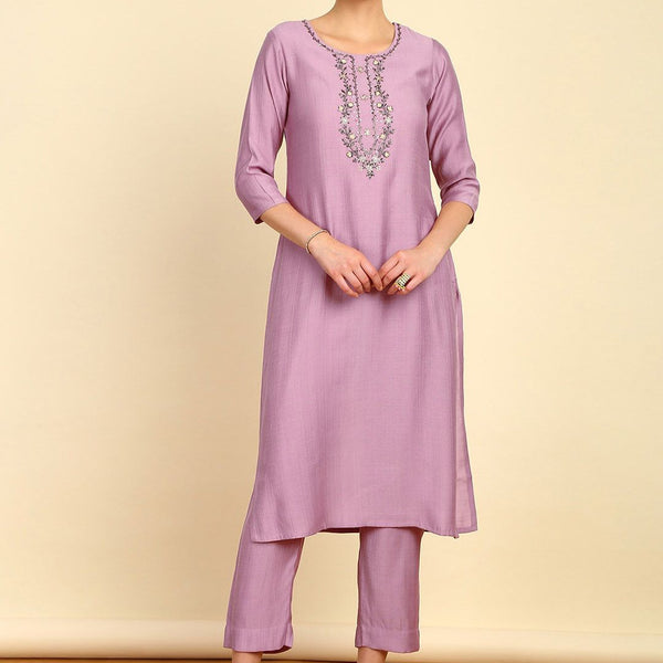 Soch Ethnic Motifs Embroidered Regular Thread Work Kurta with Trousers - Distacart