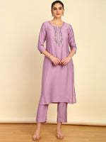 Thumbnail for Soch Ethnic Motifs Embroidered Regular Thread Work Kurta with Trousers - Distacart