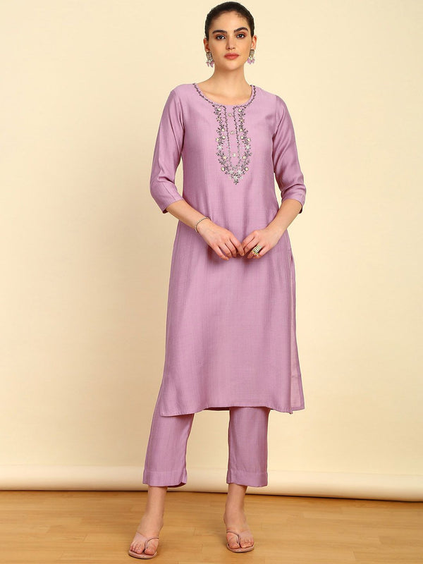 Soch Ethnic Motifs Embroidered Regular Thread Work Kurta with Trousers - Distacart