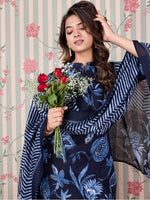 Thumbnail for Ode by House of Pataudi Floral Printed Regular Pure Cotton Kurta with Trousers & Dupatta - Distacart