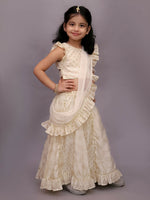 Thumbnail for Lil Drama Mishti Off White Lehanga Choli Dupatta Set For Girls