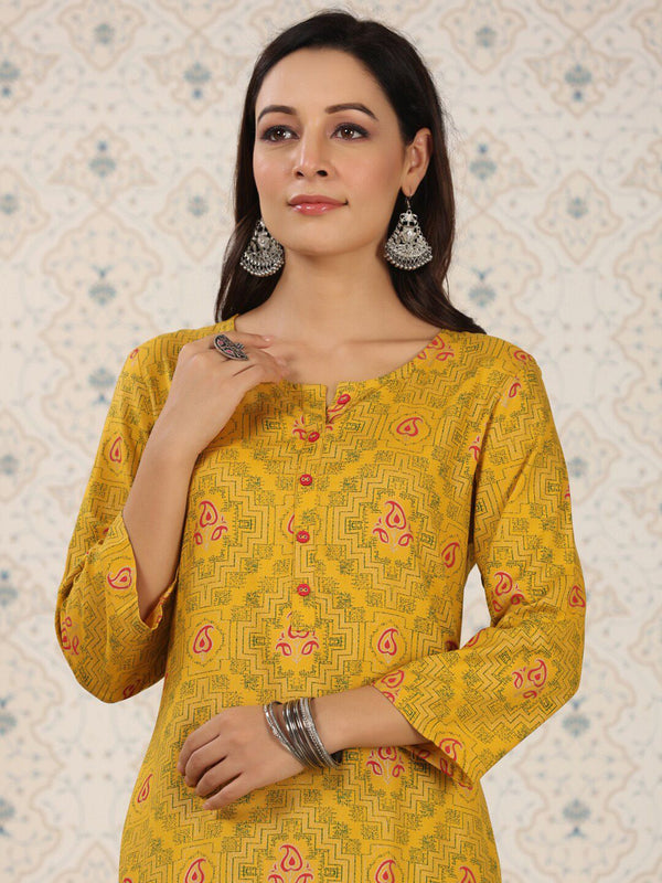 Ode by House of Pataudi Ethnic Motifs Printed Straight Kurta - Distacart