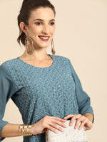 Thumbnail for All About You Women Grey Ethnic Motifs Embroidered Regular Chikankari Kurta with Palazzos - Distacart