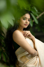 Thumbnail for Preksha Creation Women Banarasi Cream Saree With Copper And Zari Work - Distacart
