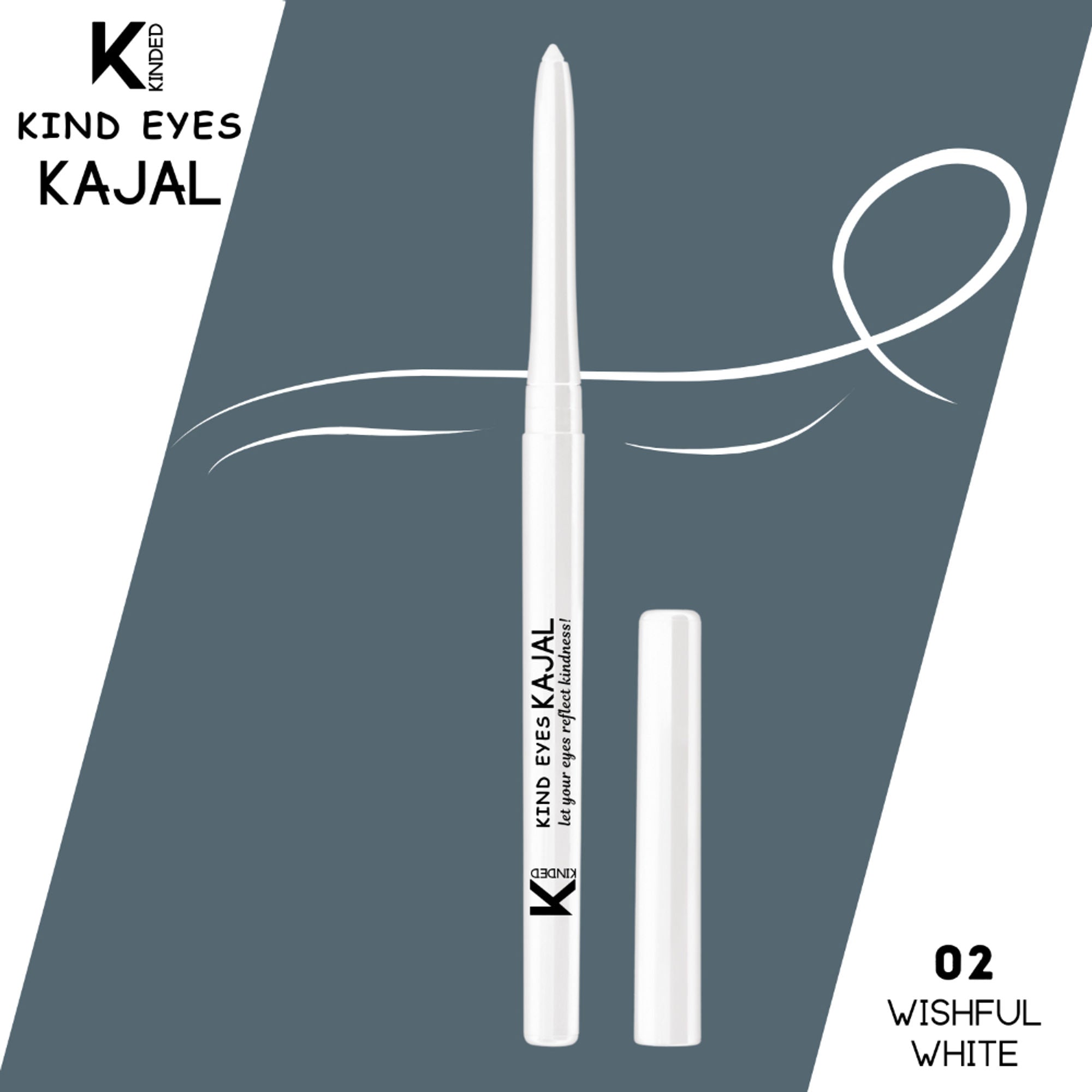kinded kind eyes kajal 3 in 1 kohl kajal eye liner smokey eye shadow 02 wishful white