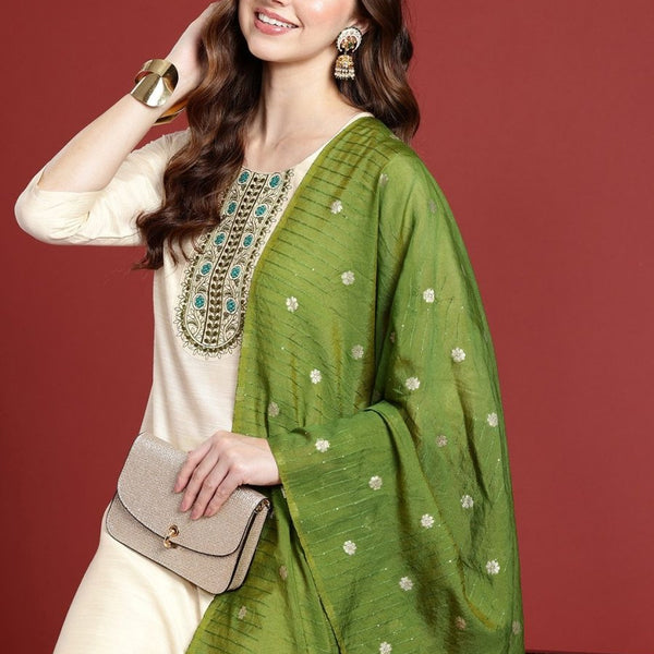 Anouk Ethnic Motifs Embroidered Kurta with Trousers & Dupatta - Distacart