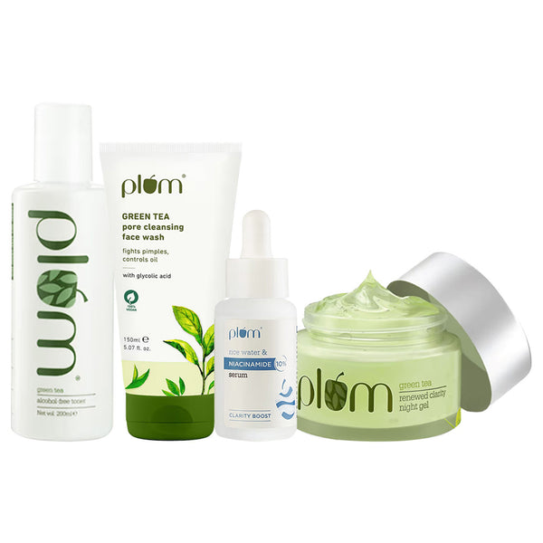 Plum Green Tea & Niacinamide Acne Fighting Night Routine Combo