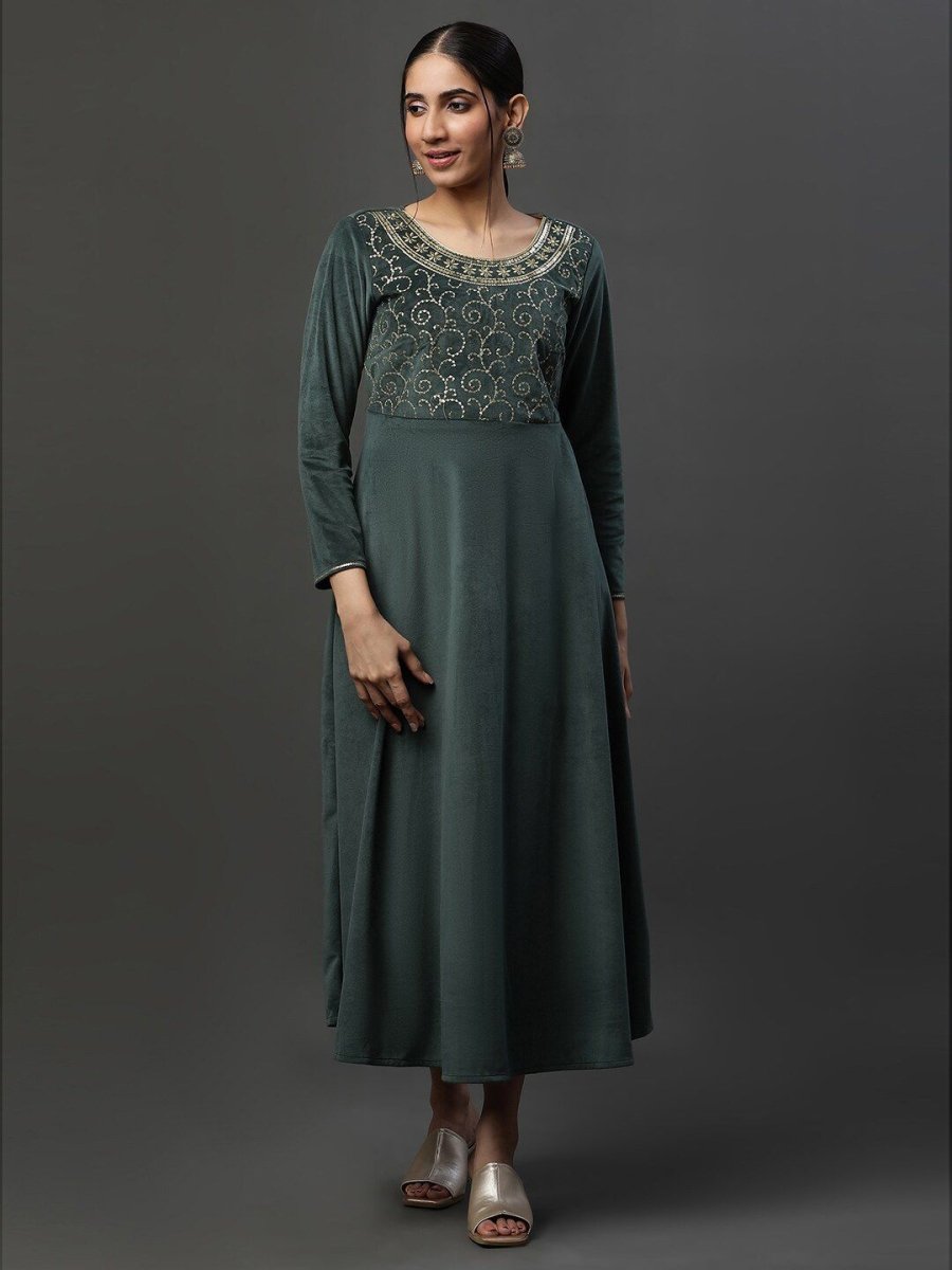 AURELIA Sequins Embellished Empire Ethnic Maxi Dress - Distacart