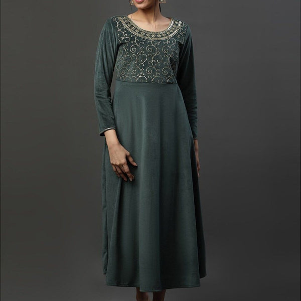 AURELIA Sequins Embellished Empire Ethnic Maxi Dress - Distacart