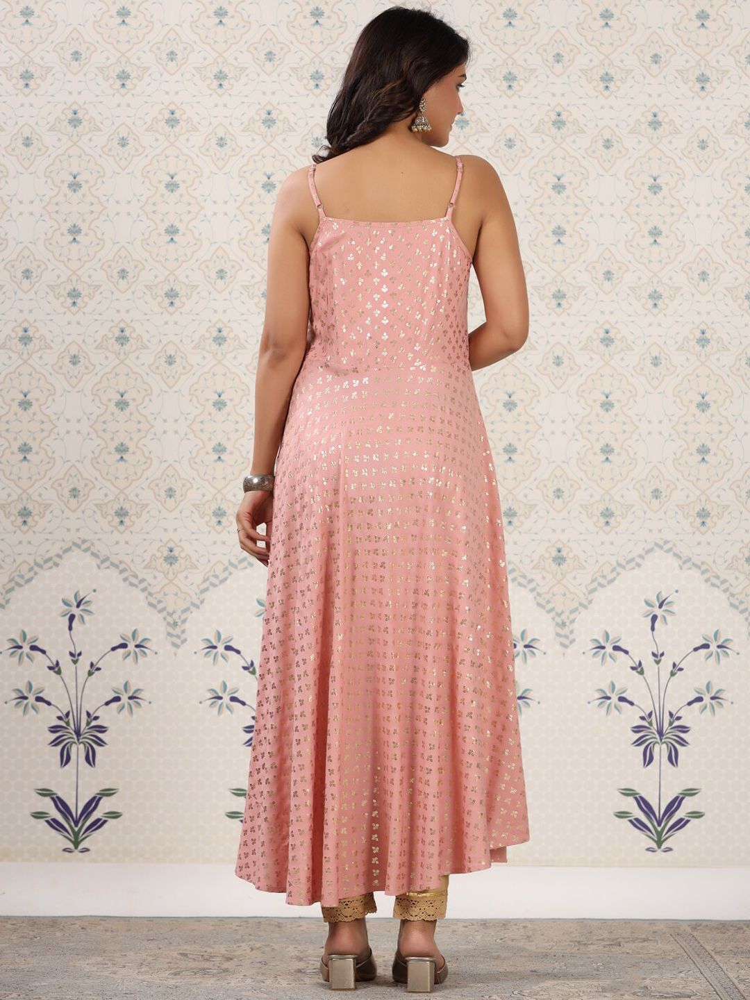 Ode by House of Pataudi Floral Printed Shoulder Straps Anarkali Kurta - Distacart