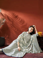 Thumbnail for Anouk Women Floral Printed Panelled Pure Cotton Kurta with Churidar & With Dupatta