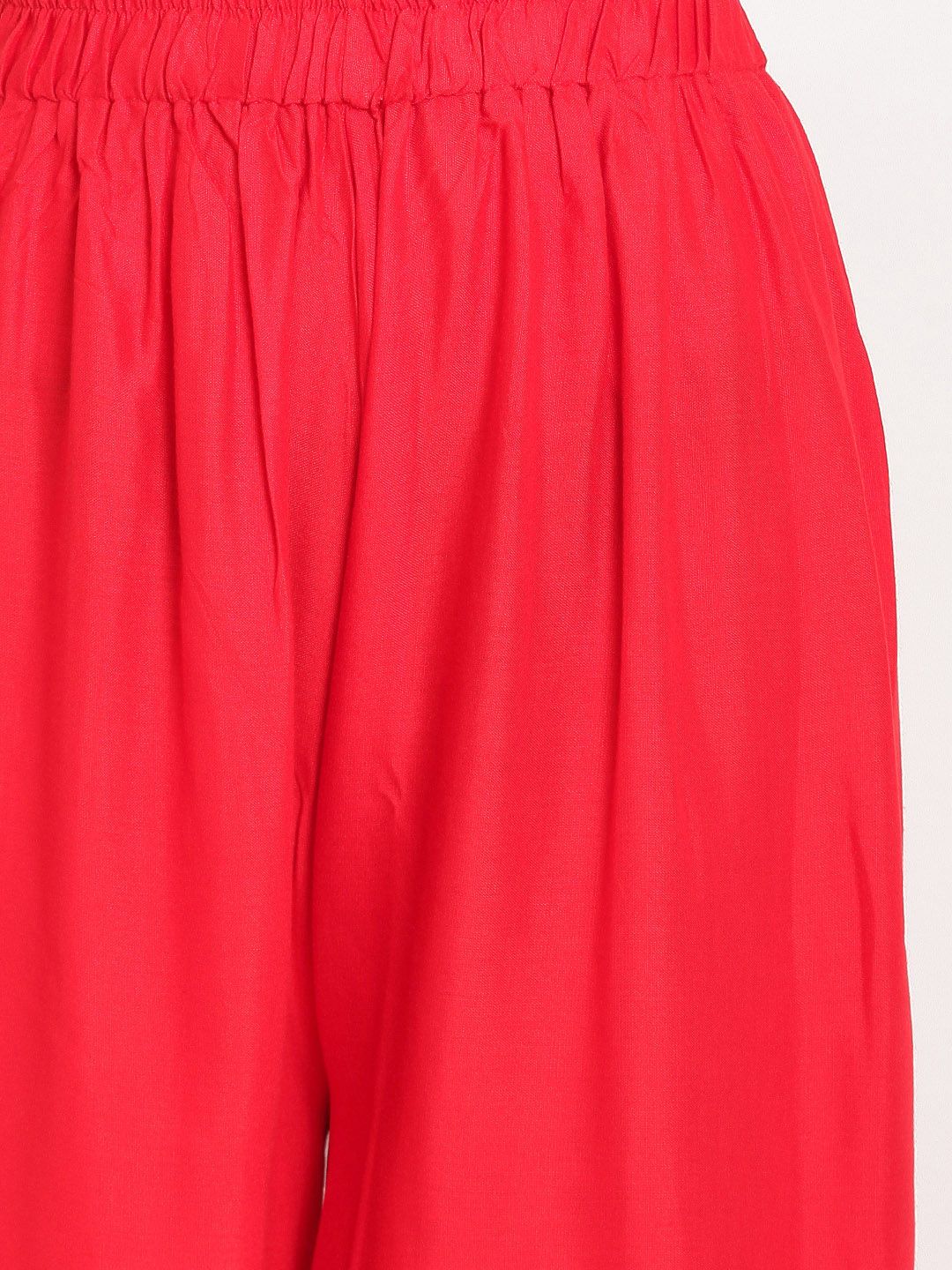 TAG 7 Women Red Solid Flared Palazzos
