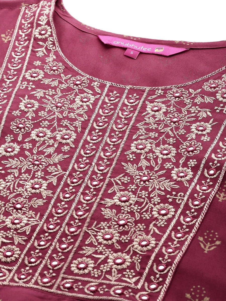 Anubhutee Women Floral Yoke Design Regular Gotta Patti Kurta with Trousers & With Dupatta - Distacart