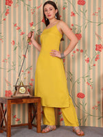 Thumbnail for Ode by House of Pataudi Floral Regular Kurta with Trousers - Distacart