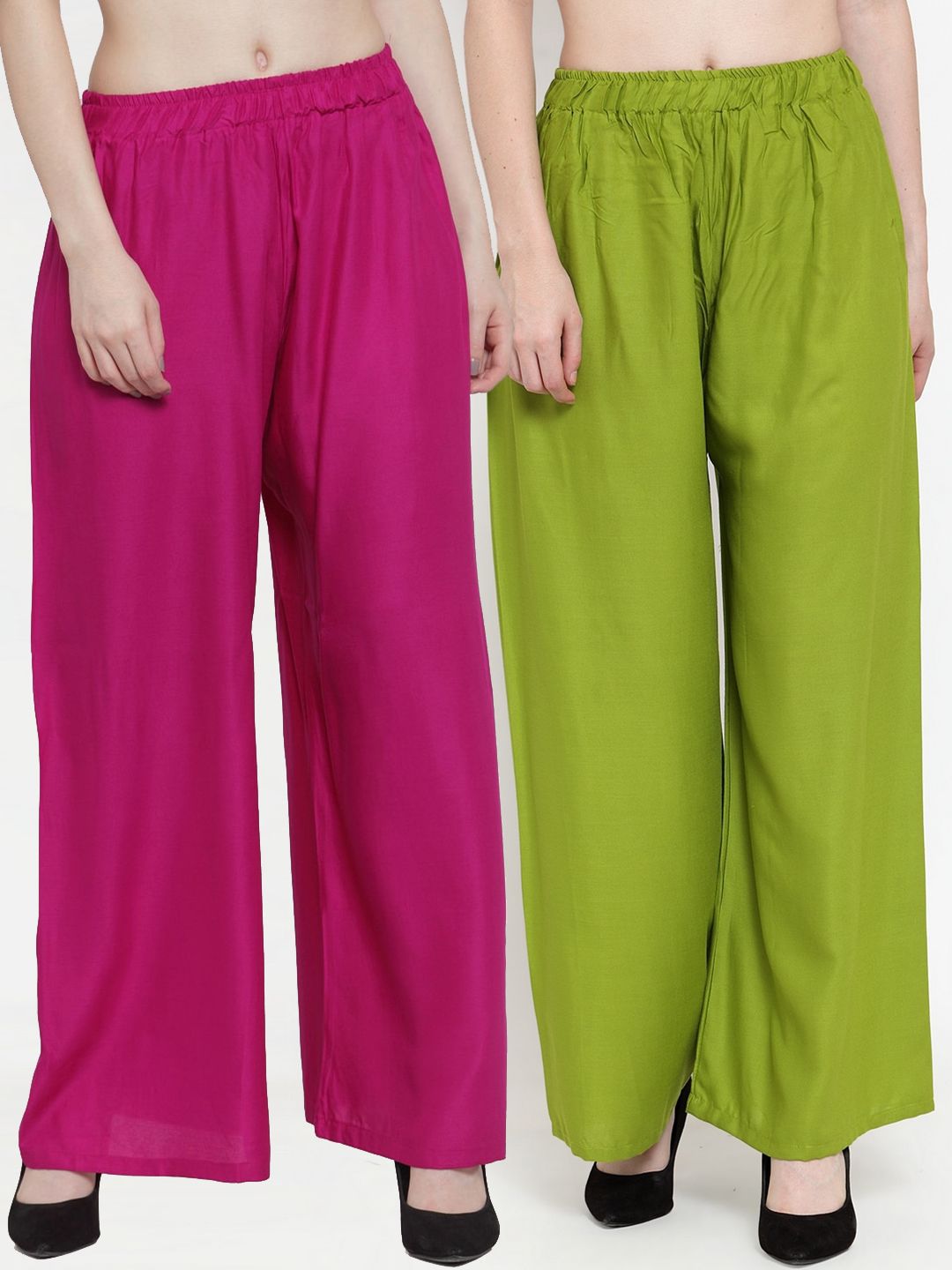 TAG 7 Women Pack Of 2 Solid Straight Palazzos - Distacart