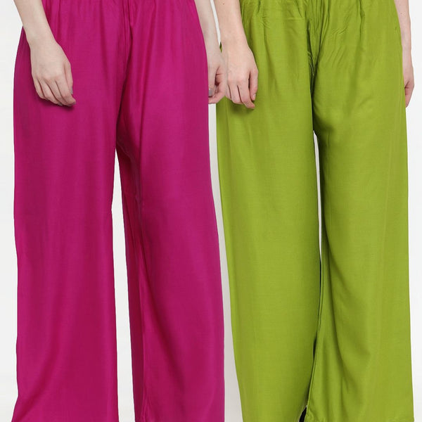 TAG 7 Women Pack Of 2 Solid Straight Palazzos - Distacart