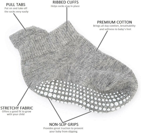 AHC Baby Socks Anti Slip Anti Skid Boys Girls Ankle Length Soft Cotton Socks with Grip - Distacart