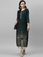 Thumbnail for Indo Era Women Green Embroidered Straight Kurta
