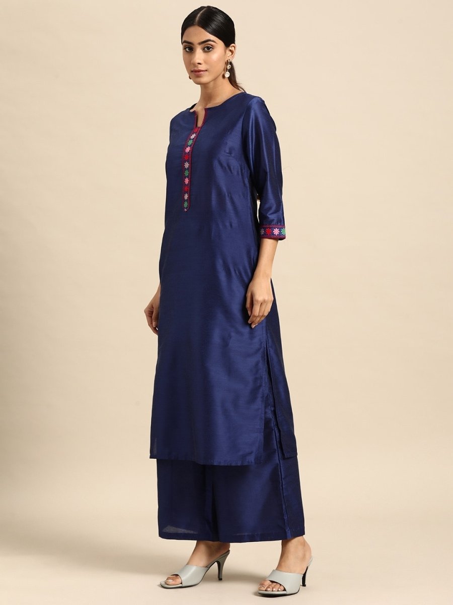 All About You Thread Work Kurta with Palazzos & Dupatta - Distacart