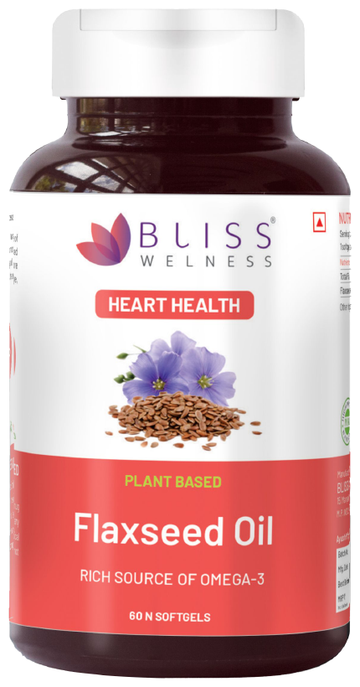 bliss welness cardiovascular health flaxseed oil high potency omega 3 softgel capsule