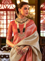 Thumbnail for Anouk Ethnic Motifs Woven Design Zari Silk Blend Kanjeevaram Saree - Distacart