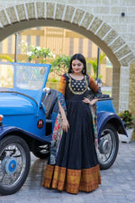 Thumbnail for Aastha Fashion Women's Black Silk Jacquard Woven with Embroidery Anarkali Dress with Dupatta - Distacart