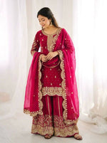 Thumbnail for Teeya Creation Rani Color Fendy Silk Embroidery Work Wedding Wear Salwar Suit - Distacart