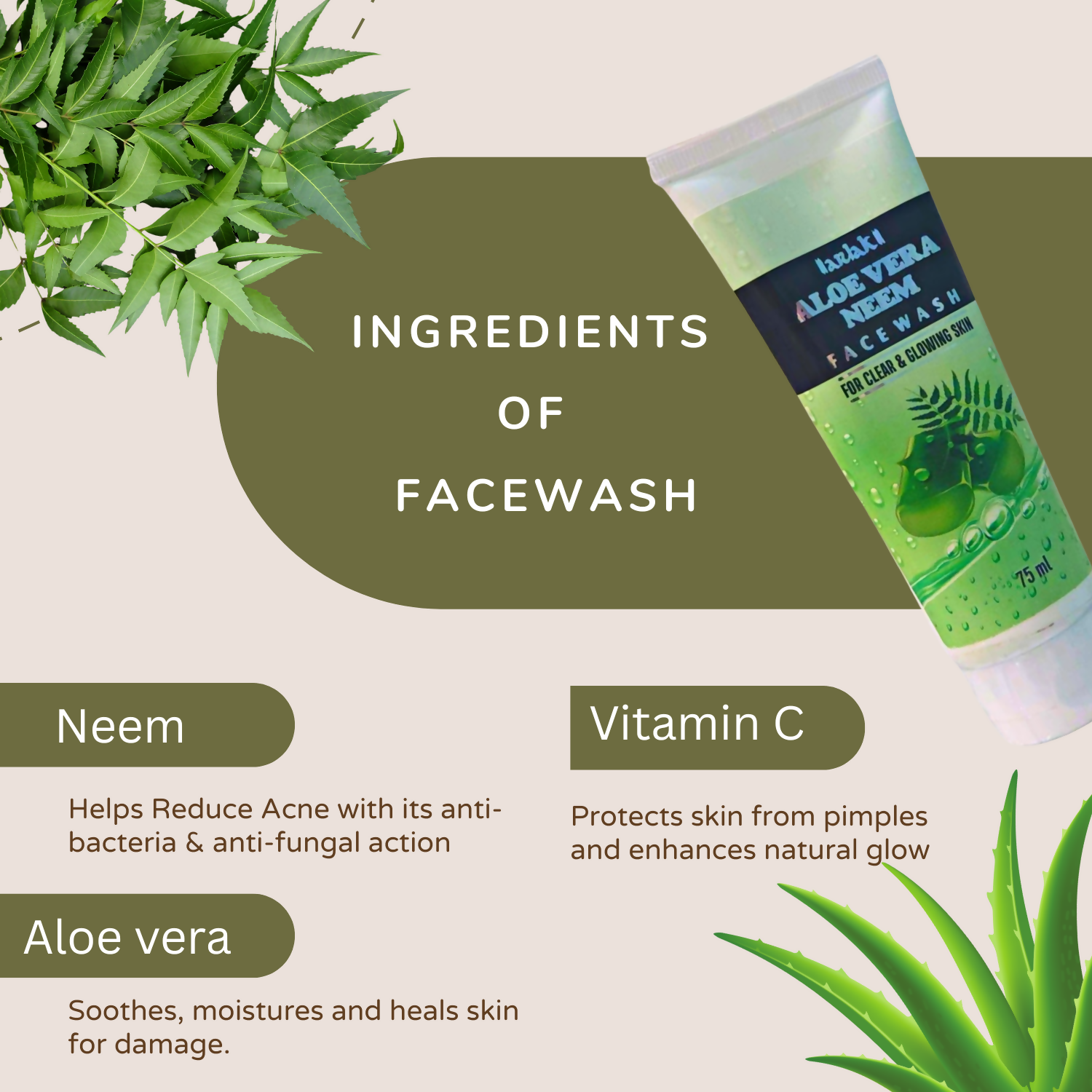 Arlak Aloe Vera Neem Face Wash Gel - Dista