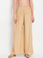 Thumbnail for TAG 7 Women Beige Solid Flared Palazzos