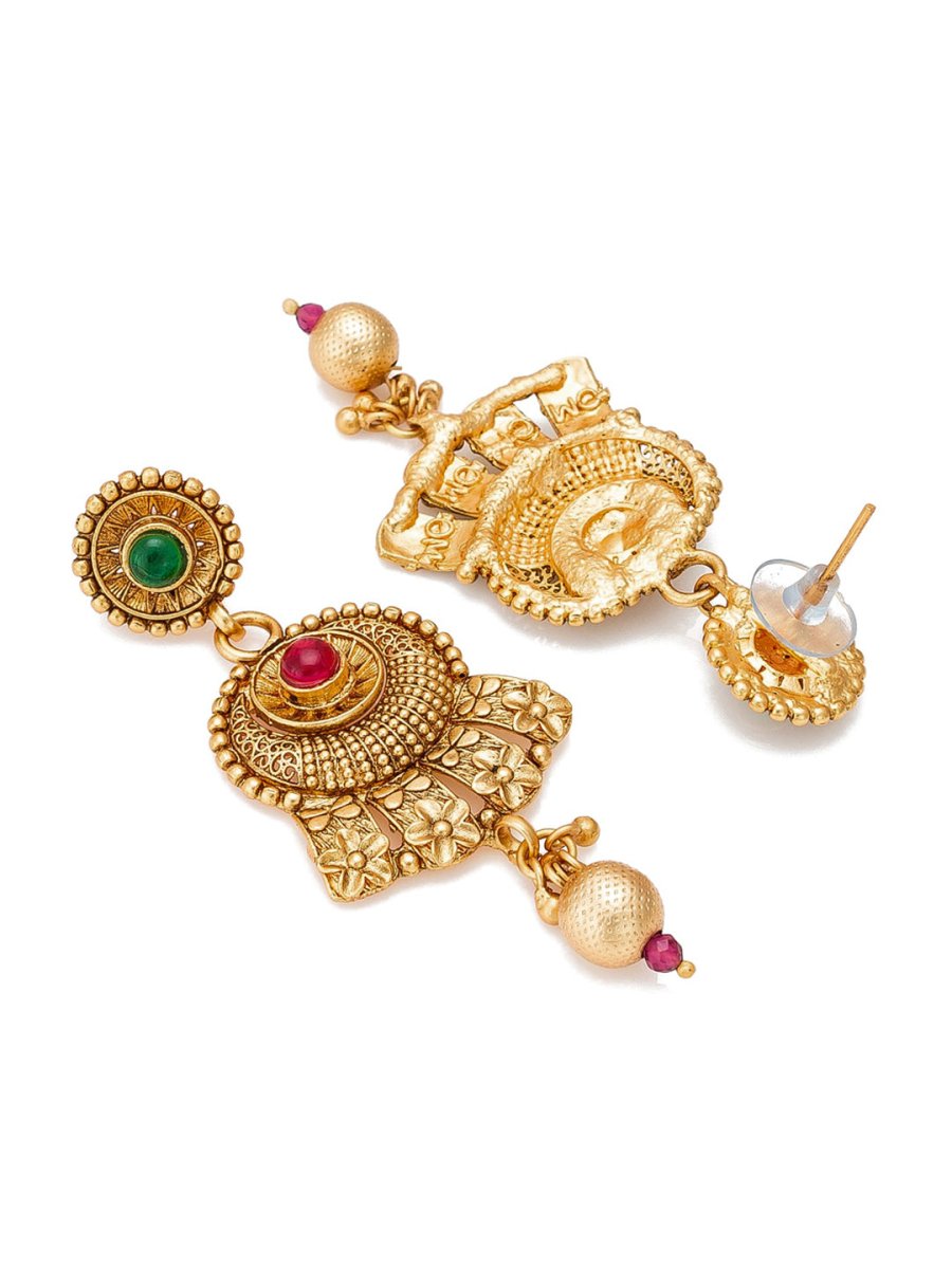 Aadita Gold-Plated & Red e Studded Jewellery Set - Distacart