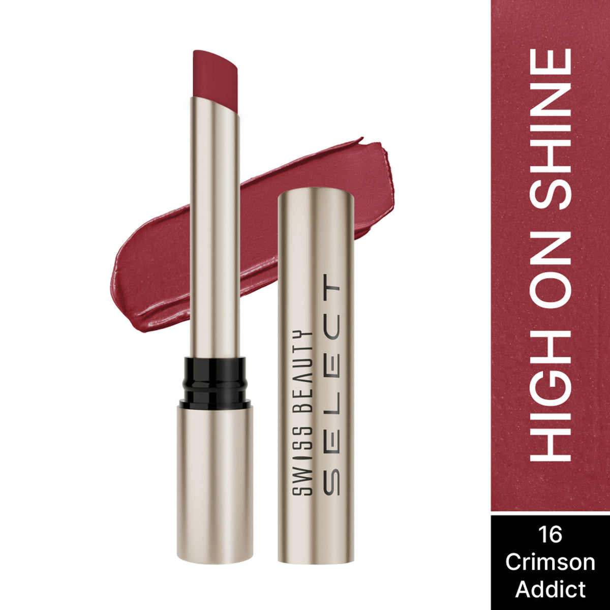 Swiss Beauty Select High On Shine Lipstick - Crimson Addict
