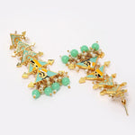 Thumbnail for New Partywear Light Green Raja Rani Meenakari Drop Earrings for Womens by House of Ree - Distacart