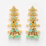Thumbnail for New Partywear Light Green Raja Rani Meenakari Drop Earrings for Womens by House of Ree - Distacart