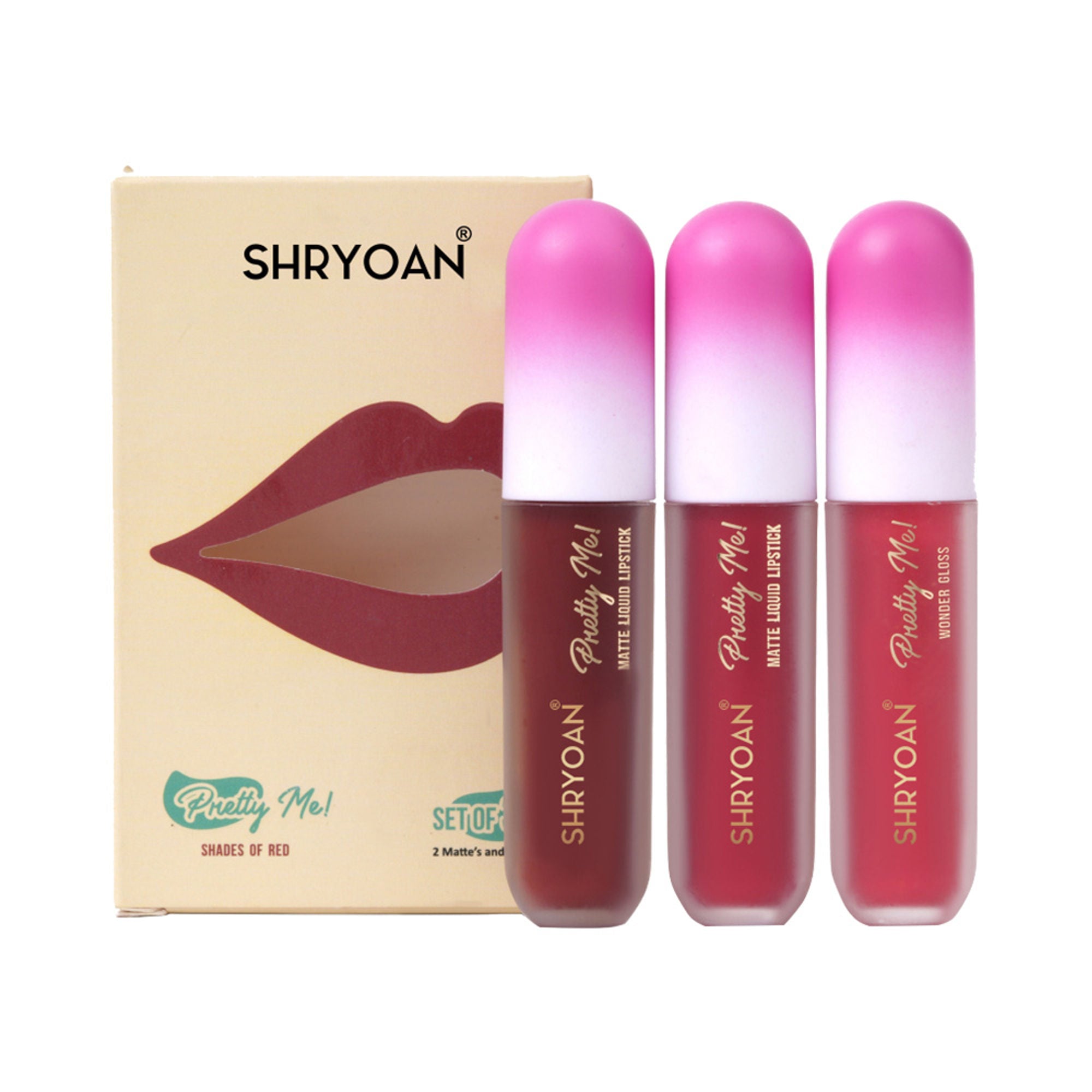 Shryoan Pretty Me! Liquid Matte Lipsticks & Lip Gloss - Red - Distacart