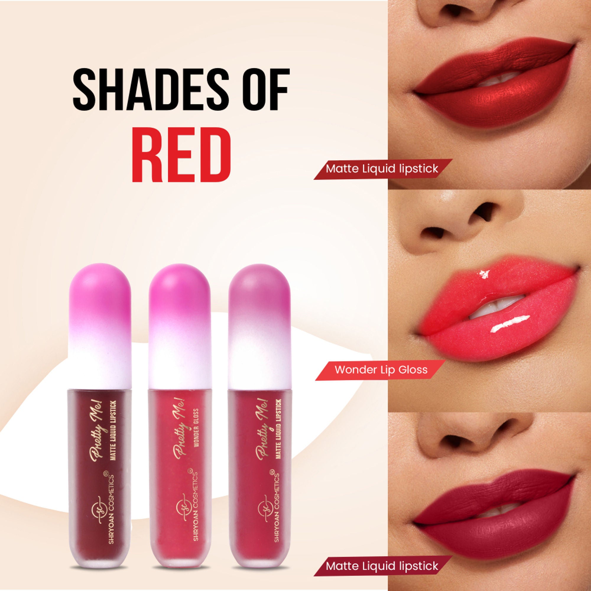 Shryoan Pretty Me! Liquid Matte Lipsticks & Lip Gloss - Red - Distacart