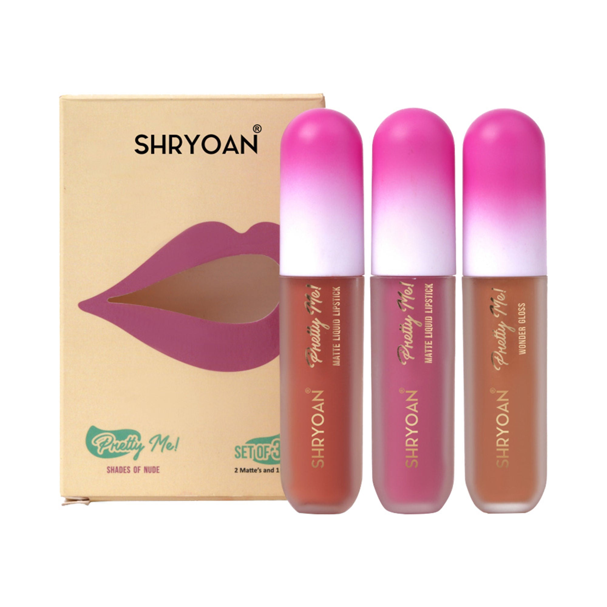 Shryoan Pretty Me! Liquid Matte Lipsticks & Lip Gloss - Nude - Distacart