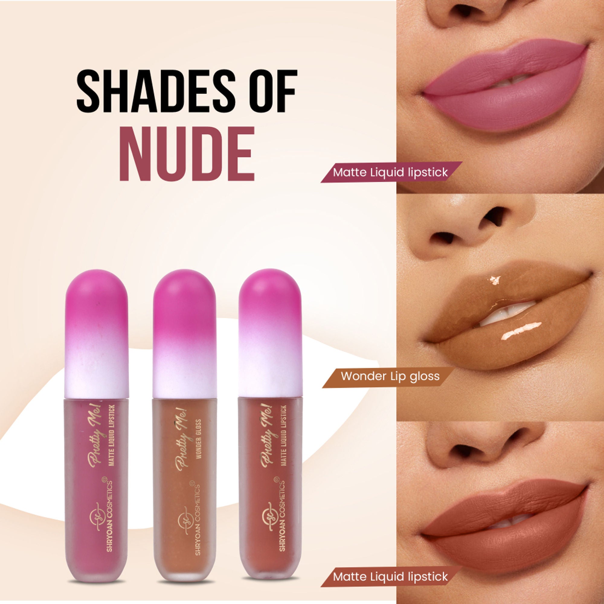 Shryoan Pretty Me! Liquid Matte Lipsticks & Lip Gloss - Nude - Distacart