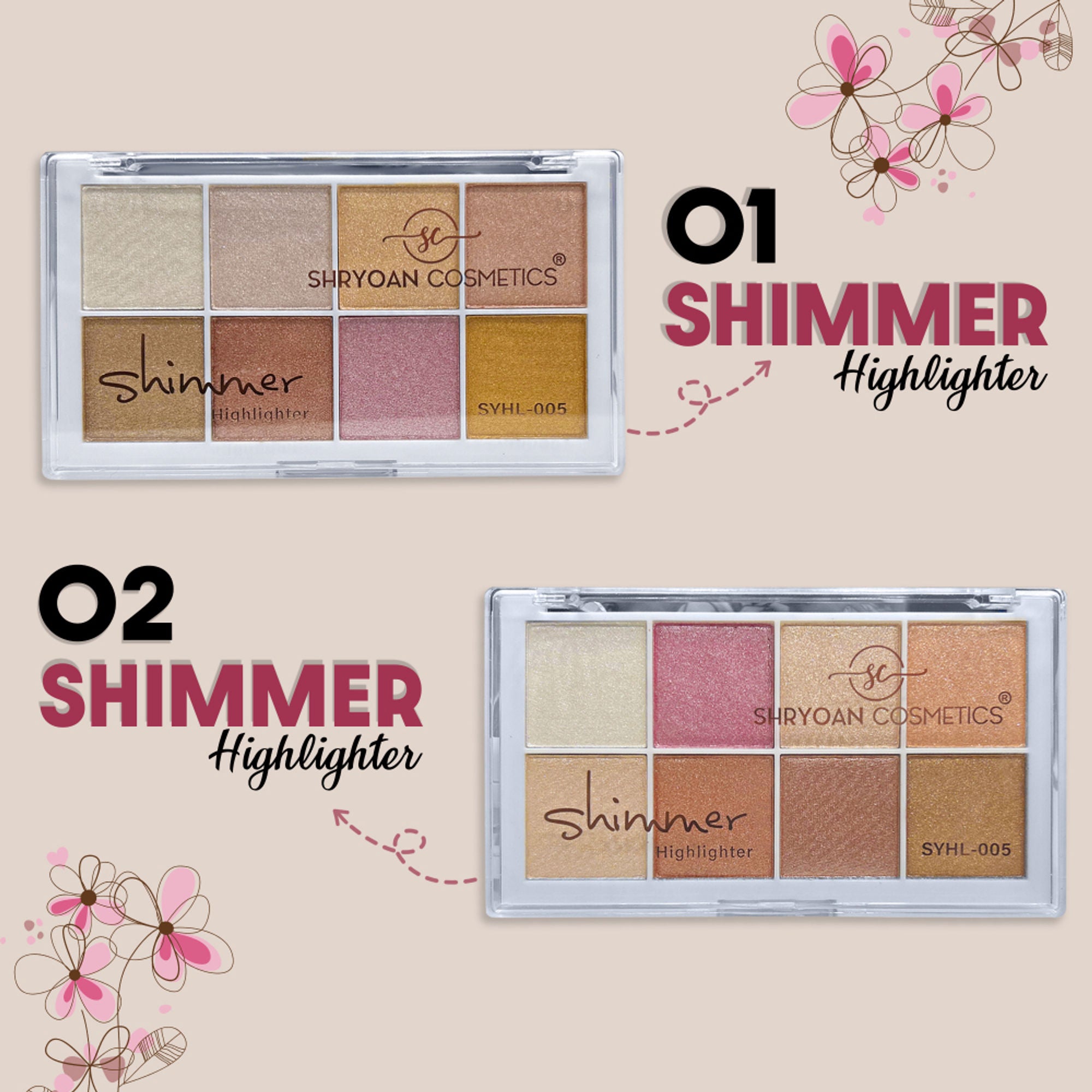 Shryoan Shimmer Highlighter Powder - Multicolored - 1 - Distacart